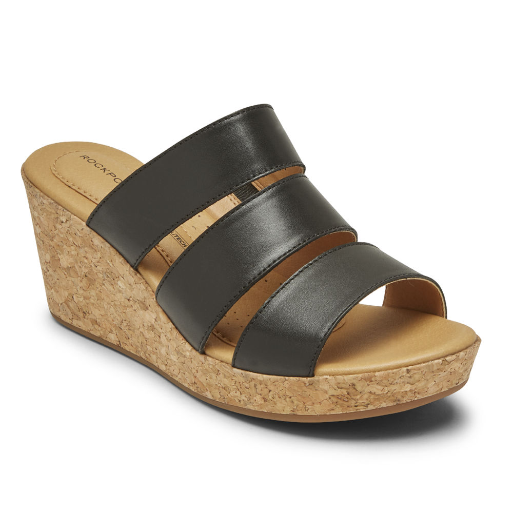 Chinelos Rockport Mulher Pretas - Lyla Banded - 38540HUDA